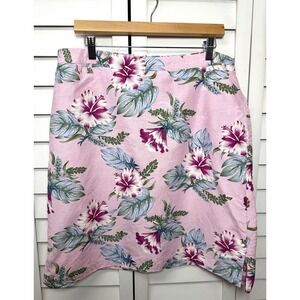Bermuda Bay Tropical Hawaiian Silk Knee Length Skirt Resort Women's Size XL